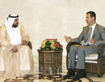 خليفة بن زايد اختتم مباحثاته مع الأسد في دمشق