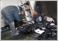 مستوطنون يحرقون مسجداً في الضفة الغربية