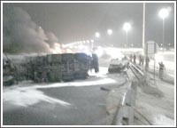 نجاة مواطن وآسيوي بعد انفجار صهريج ديزل على «السادس»
