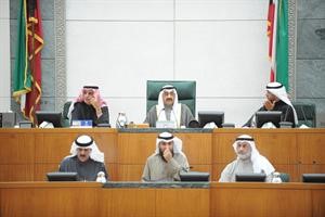 الرئيس جاسم الخرافي ونائبه عبدالله الرومي ودليهي الهاجري بانتظار اكتمال النصاب﻿