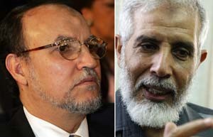 صورة مركبة للقياديين نائب المرشد الاعلى محمود عزت وعضو مكتب الارشاد عصام العريان اللذين قبض عليهما امسافپ