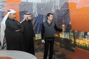 اعداد احد استديوهات المعالي تحضيرا للبث المباشر