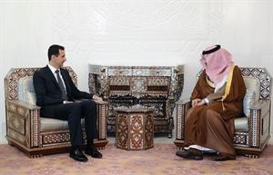 الرئيس السوري بشار الاسد مستقبلا وزير الخارجية السعودي الامير سعود الفيصل 	افپ﻿