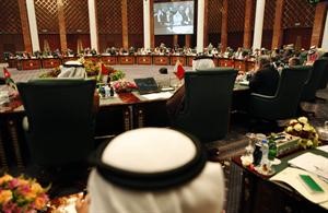 جانب من الجلسة الختامية لاعمال القمة العربية 22 في سرت امس	رويترز﻿