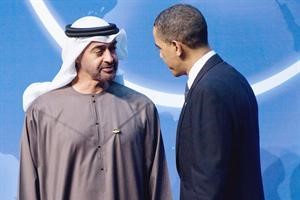 الرئيس الاميركي باراك اوباما يرحب بولي عهد ابوظبي الشيخ محمد بن زايد ال نهيان افپ
