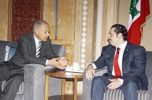 رئيس الحكومة سعد الحريري مستقبلا وزير الخارجية المصري احمد ابو الغيط﻿