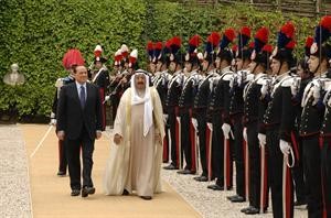 رئيس الوزراء الايطالي خلال الاستقبال الرسمي لصاحب السمو الامير