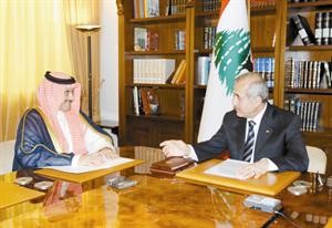 الرئيس سليمان متحدثا للشيخ مبارك الدعيج﻿