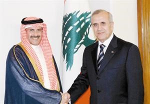 الرئيس ميشال سليمان مرحبا بالشيخ مبارك الدعيج﻿