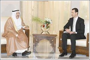 صاحب السمو الامير خلال لقائه الرئيس السوري بشار الاسد﻿