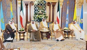 صاحب السمو الامير خلال لقائه وزراء التجارة الخليجيين