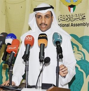 مرزوق الغانم اثناء تصريحه في مجلس الامة امس