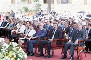 الرئيسان ميشال سليمان وسعد الحريري وعدد كبير من الشخصيات السياسية والاجتماعية في حفل اعلان اسطفان نعمة طوبويا في دير قبريانوس ويوتسينا في كفيفان محمود الطويل