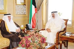 الشيخ محمد الخالد مستقبلا السفير السعودي﻿