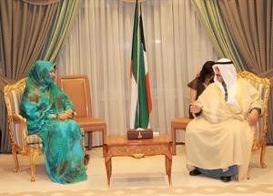 سمو رئيس مجلس الوزراء الشيخ ناصر المحمد مستقبلا وزيرة خارجية موريتانيا
