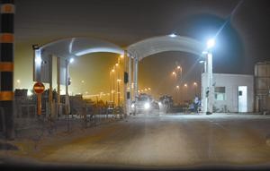منفذ العبدلي كما بدا فجر امس بعد الاستنفار الامني