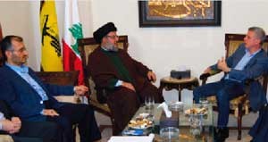 امين عام حزب الله السيد حسن نصرالله مستقبلا رئيس تيار المردة النائب سليمان فرنجية محمود الطويل