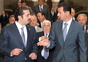 الرئيس السوري دبشار الاسد في حوار مع رئيس الحكومة اللبناني سعد الحريري