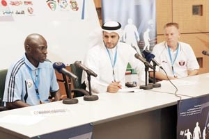 المؤتمر الصحافي لمدربي قطر وعمان