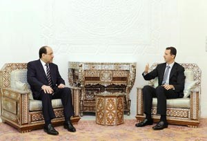 الرئيس السوري بشار الاسد مستقبلا نوري المالكي في دمشق امسرويترز