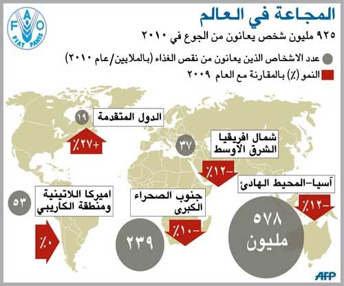 «الفاو»: مليار إنسان يعانون من الجوع في العالم