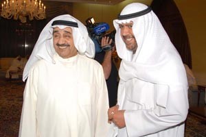الرئيس الخرافي والشيخ احمد الفهد خلال حفل العشاء