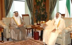 صاحب السمو الامير الشيخ صباح الاحمد مستقبلا رئيس مجلس الامة جاسم الخرافي﻿