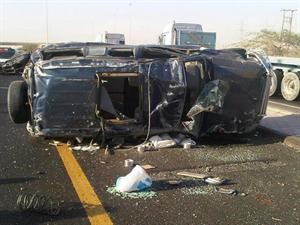 سيارة المصريين الاربعة كما بدت بعد الحادث﻿