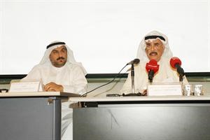 دمحمد الرميحي وديعقوب الكندري خلال اللقاء ﻿﻿كرم ذياب﻿