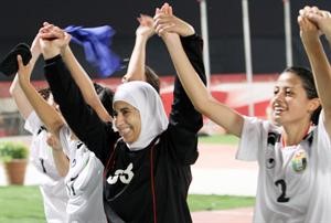 فرحة لاعبات الاردن باللقب	 افپ﻿