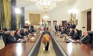 الرئيس ميشال سليمان مترئسا طاولة الحوار