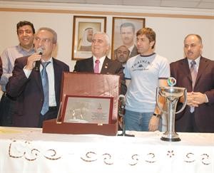 السفير السوري بسام عبدالمجيد ورئيس الجالية السورية ابراهيم الحجل خلال الحفل بالسفارة 	محمد ماهر﻿