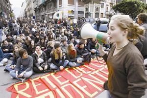 جانب من مظاهرات الطلاب في ايطاليا							افپ﻿