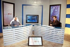 الرئيس جاسم الخرافي اثناء حديثه لبرنامج الجذور الذي بثه التلفزيون السوري مساء امس ﻿