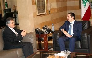  ورئيس الحكومة سعد الحريري مستقبلا السفير السوري في لبنان علي عبدالكريم في السراي الكبيرمحمود الطويل