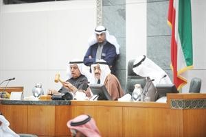 الرئيس جاسم الخرافي ونائبه عبدالله الرومي اثناء الجلسة امس﻿﻿متين غوزال﻿