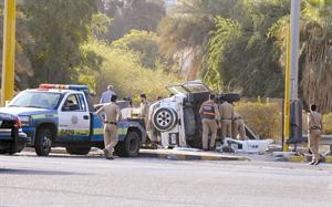 صورة لحادث مروري وقع على شارع الخليج العربي﻿