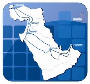 مسار مشروع شبكة الكابل الاقليمي 