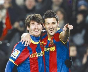 نجما برشلونة دافيد فيا وليونيل ميسي يسعيان للثار من هيركوليس رويترز
