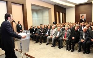 رئيس حكومة تصريف الاعمال سعد الحريري مخاطبا وفدا بيروتيا في اطار التحضيرات لاحياء ذكرى 14 اذار	محمود الطويل﻿