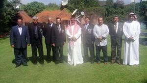 السفير سعود الرومي خلال مشاركته في الاحتفال
