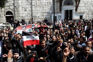 جانب من المظاهرات المؤيدة للرئيس بشار الاسد 	افپ