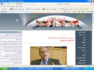 صورة من موقع صوت الامة الالكتروني الذي يظهر حوارها مع الامين العام لجامعة الدول العربية عمرو موسى