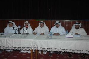 المتحدثون في المؤتمر الصحافي لاطلاق اعتصام المعاقين سعود سالم
