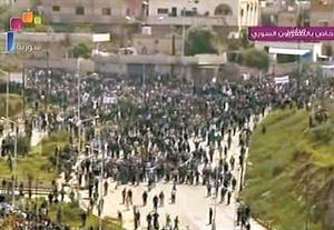 صورة ماخوذة عن الفضائية السورية لجانب من احداث درعا امس افپ