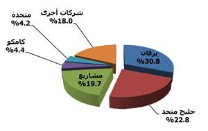 ترتيب قيمة الملكيات المعلنة لكتلة المشاريع في الشركات المدرجة في الربع الاول﻿