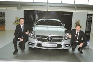 مايكل رويله واشرف تميم بعد ازاحة الستار عن مرسيدس – بنز CLS الجديدة متين غوزال