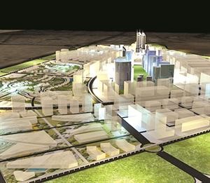 ماكيت لمشروع المثلث الذهبي لتطوير منطقة جليب الشيوخ﻿