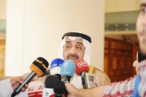الرئيس جاسم الخرافي اثناء تصريحه للصحافيين امس	متين غوزال﻿