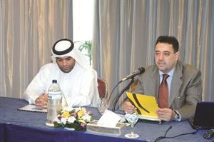 طارق الفهد خلال المؤتمر الصحافي 	سعود سالم﻿